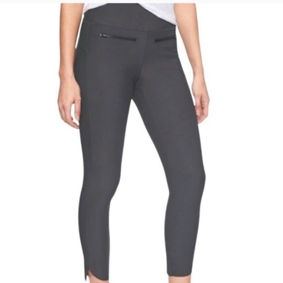 Athleta Pants - Athleta Womens Medium Charcoal Raw Hem Zipper Accent Metro Activewear Leggings
